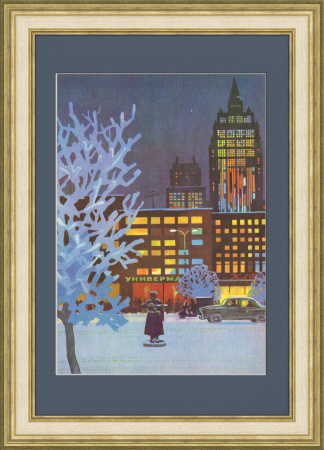 Плакат "Зимний вечер в Москве, Арбат"
