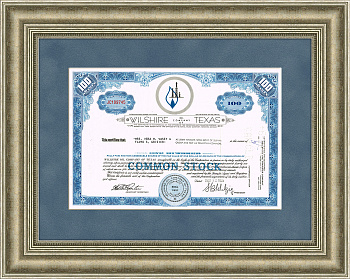 Нефтяная компания "Wilshire Oil Company of Texas", сертификат на 100 акций