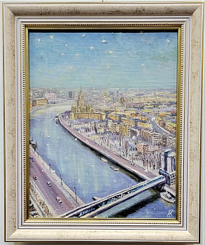 Вид из башни Москва-сити в канун Нового года, живопись