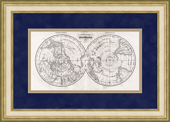 Карта мира, Северное и Южное полушарие, 1838 год. Русская карта
