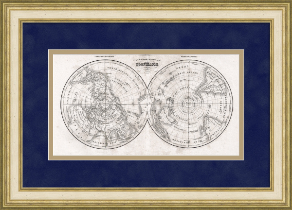 Карта мира, Северное и Южное полушарие, 1838 год. Русская карта Карта мира, Северное и Южное полушарие, 1838 год. Русская карта