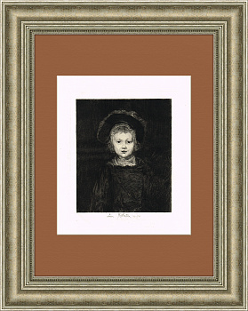Портрет девочки в шляпке, офорт Леона Ришетона