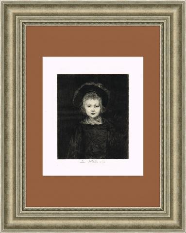 Портрет девочки в шляпке, офорт Леона Ришетона
