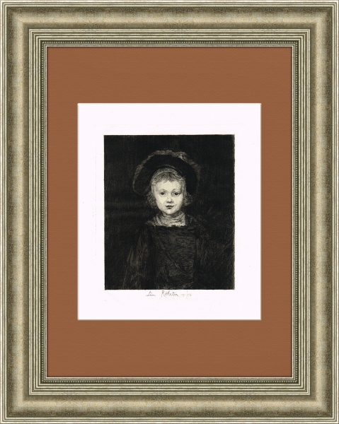 Портрет девочки в шляпке, офорт Леона Ришетона