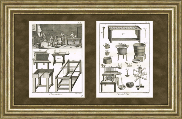 Изготовление свечей, в старинных гравюрах Дидро 18 века