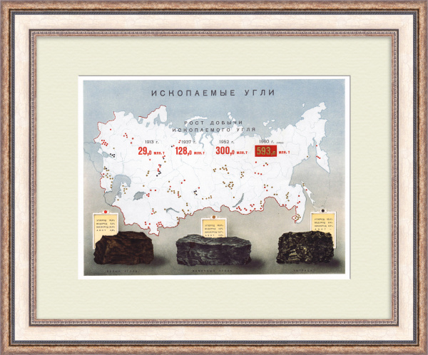 Добыча ископаемого угля. Советский плакат