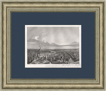 Битва при Монмирайле между французами и союзными русскими и прусскими корпусами. Старинная гравюра