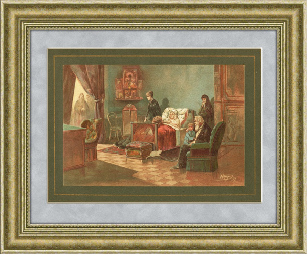 Сентиментальная сцена 19 века. Литография с акварели Н.Н. Каразина