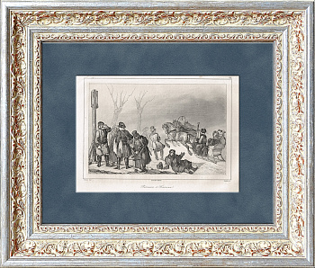 Русские зимние забавы. Антикварная гравюра