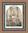 Коронация императора Александра II в Успенском соборе в Москве. Литография 1856 года
