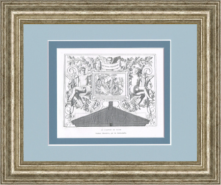 Кортеж богини охоты Дианы, антикварная литография, 1875 г.