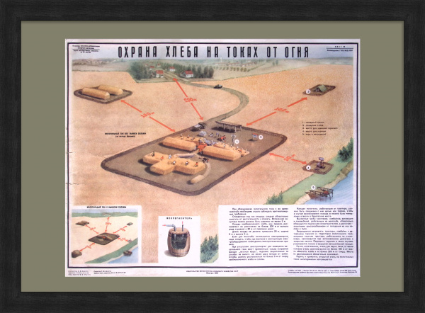Охрана хлеба на токах от огня. Оригинальный, советский плакат Охрана хлеба на токах от огня. Оригинальный, советский плакат