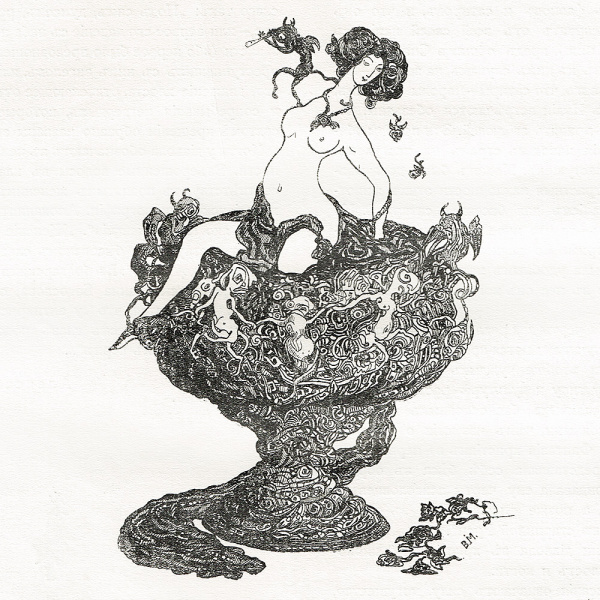 серебряный век: панно с виньеткой анисфельда и стихами в стиле символизм, 1906 г., в раме