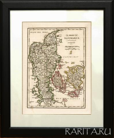 Дания, антикварная карта от 1817 г.