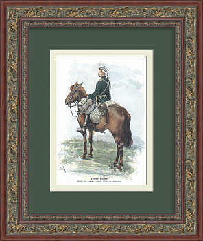 Солдат конной гвардии Российской империи. Старинная гравюра