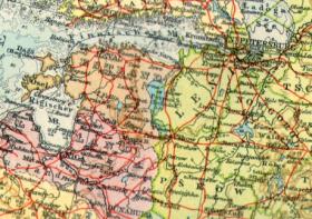 "Европейская Россия", довоенная политическая карта с указанием железных дорог, 1930 г.
