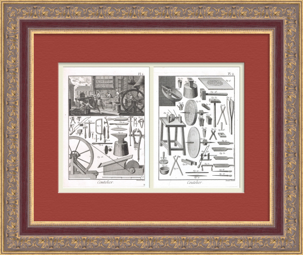 Мастерская ножовщиков и их инструменты. Старинные гравюры Мастерская ножовщиков и их инструменты. Старинные гравюры