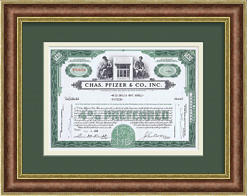 Pfizer, производитель вакцин, сертификат на 15 акций