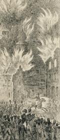 Наполеон наблюдает за пожаром Москвы, антикварная литография