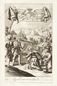 Двусторонняя гравюра 1701 года, со ценами из Библии, Ветхий Завет