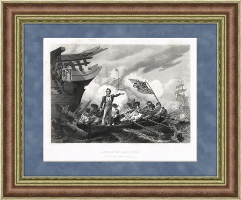 Битва на озере Эри, старинная гравюра, США