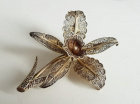 Орхидея. Филигранная серебряная брошь, Португалия
