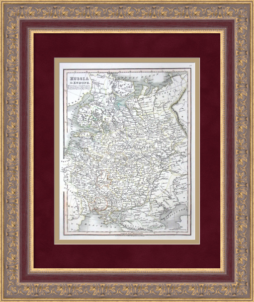 Европейская часть России с территориальными приобретениями по результатам Венского конгресса 1815 г. Антикварная карта.