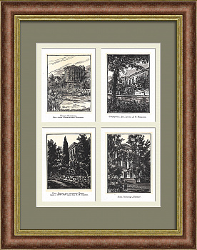 Архитектура Крыма: Коктебель, Симферополь, Ялта. Панно с антикварными ксилографиями