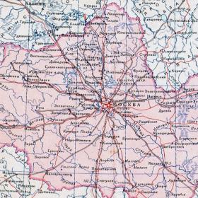 Карта московской области с железными дорогами, миниатюрная