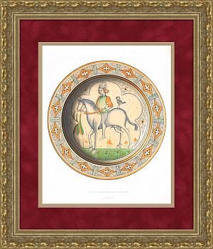 Знатный синьор на конной прогулке. Антикварная литография