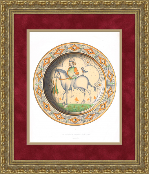 Знатный синьор на конной прогулке. Антикварная литография