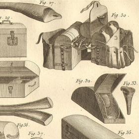 Изготовление  сундуков, чемоданов, кофров. Три гравюры XVIII века