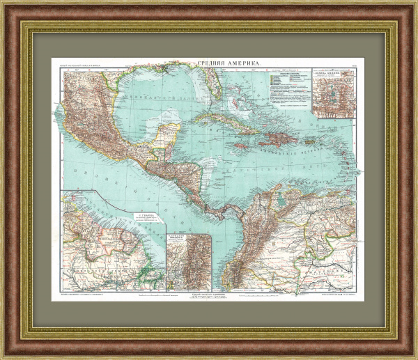 Центральная Америка. Большая карта 1909 года