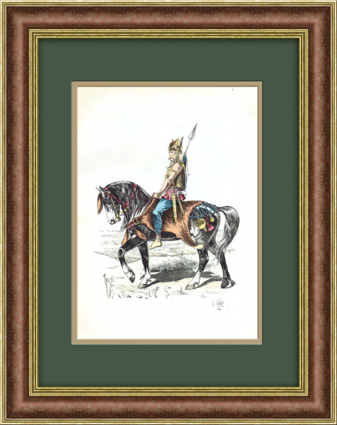 Вождь племени галлов. Редкая цветная литография