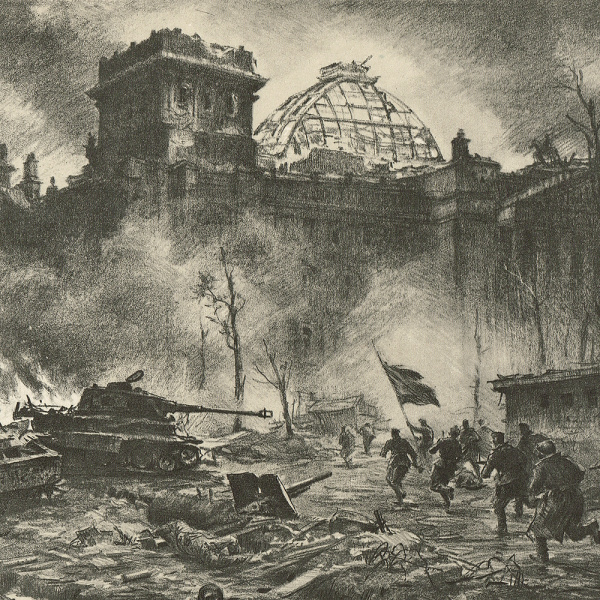Штурм рейхстага, советский плакат по рисунку Богаткина, 1950 г. Военные, силовики штурм рейхстага, советский плакат по рисунку богаткина, 1950 г.
