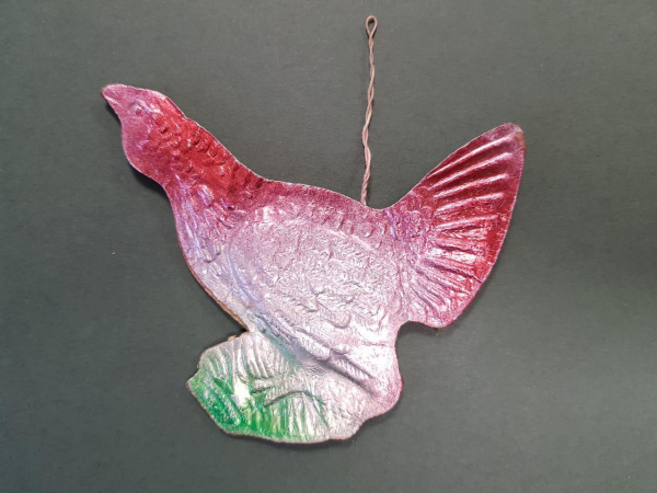 Глухарь большой пурпурный, винтажная игрушка СССР из картона